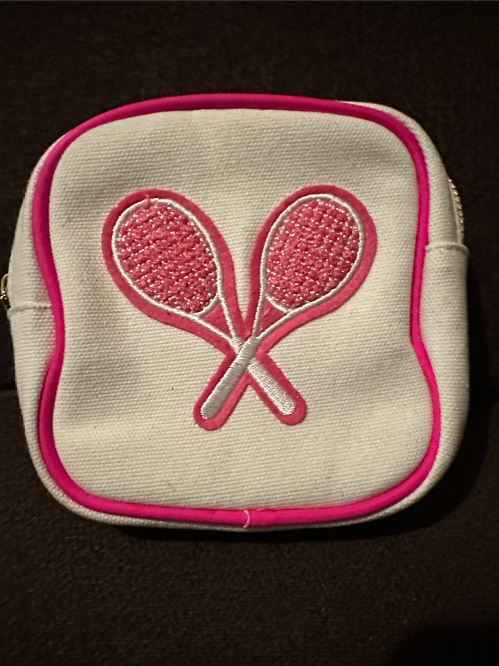 Like New BKLYNLNDN White and Pink Tennis Pouch - Compact Sports Accessory.